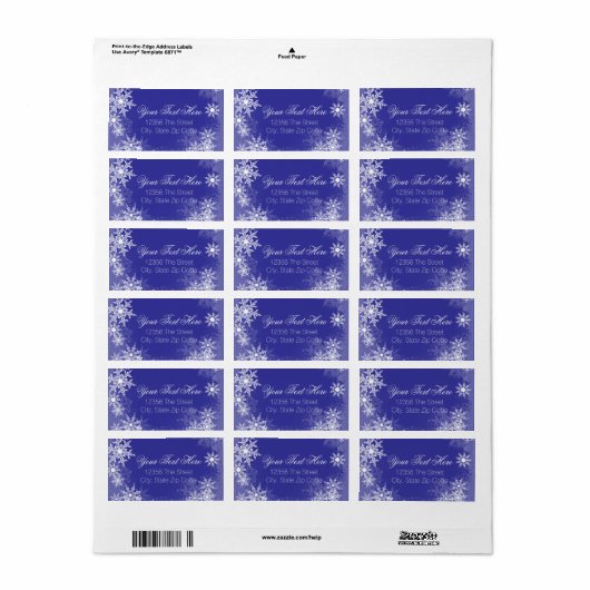 Étiquette Flèche de neige bleue (Feuille entière)