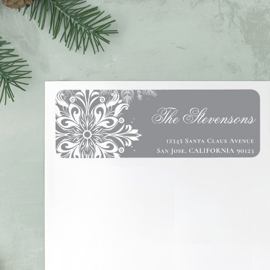 Étiquette Flèches blanches gris Noël Adresse de retour