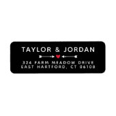 Étiquette Flèches romantiques noires et Mariage de coeur rou (Devant)