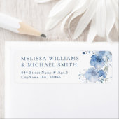 Étiquette Fleur aquarelle bleue | Mariage (En situation)