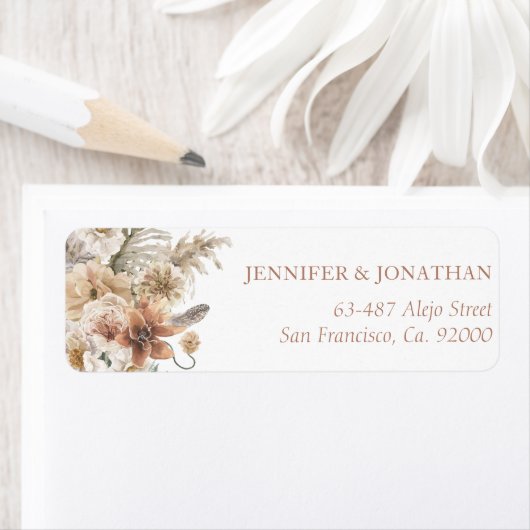 Étiquette Fleur Boho Rustique (En situation)