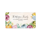 Étiquette Fleur Citrouille couleur aquarelle (Devant)