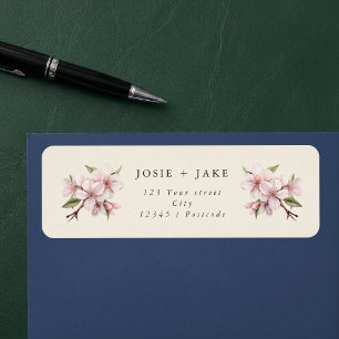 Étiquette Fleur d'adresse rose tendre de cerisier en fleurs