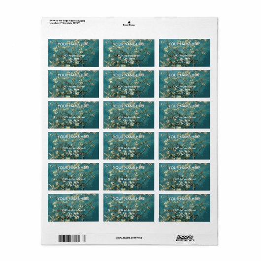 Étiquette Fleur d'amande (Feuille entière)