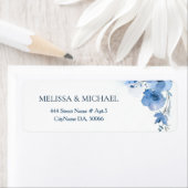 Étiquette Fleur d'aquarelle bleue | Mariage (En situation)