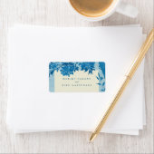 Étiquette Fleur de cerisier bleu japonais antique (En situation)