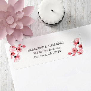 Étiquette Fleur de cerisier rose élégant adresse de retour