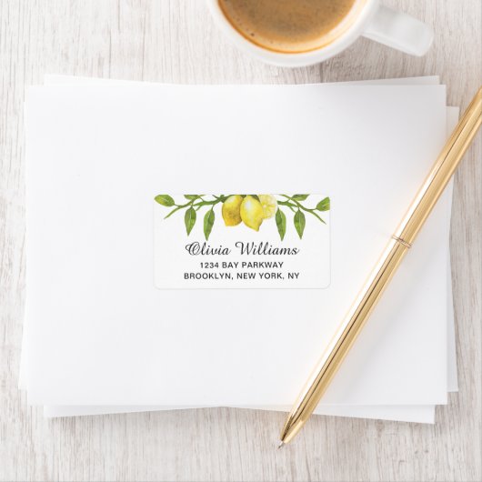 Étiquette Fleur de citrons Verdure Aquarelle Élégante Chic (En situation)