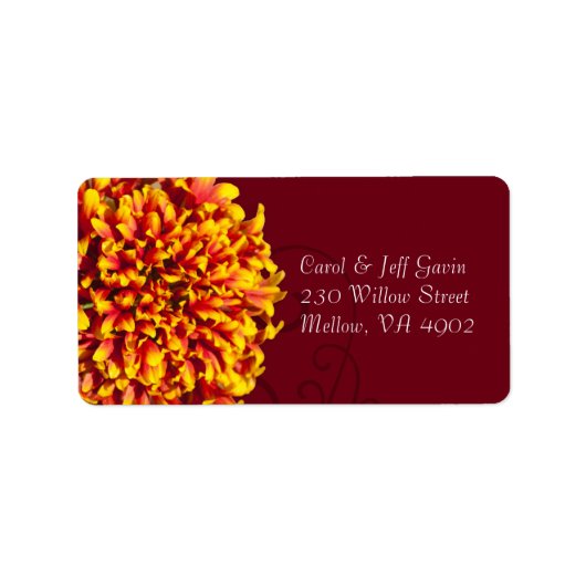 Étiquette Fleur de feux d'artifice avec Motif de jardin orné (Devant)