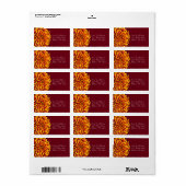 Étiquette Fleur de feux d'artifice avec Motif de jardin orné (Feuille entière)