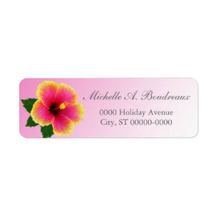 Étiquette Fleur de ketmie sur le rose
