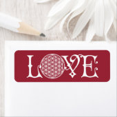 Étiquette Fleur de la vie - LOVE lettrage tatouage blanc (En situation)