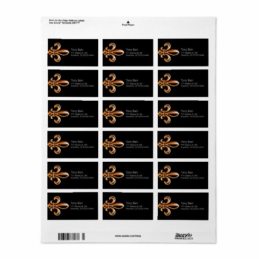 Étiquette Fleur de Lis (Feuille entière)