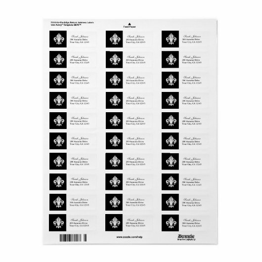 Étiquette Fleur de lis (Feuille entière)