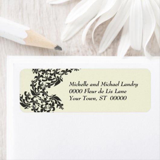 Étiquette Fleur de Lis Damask (En situation)