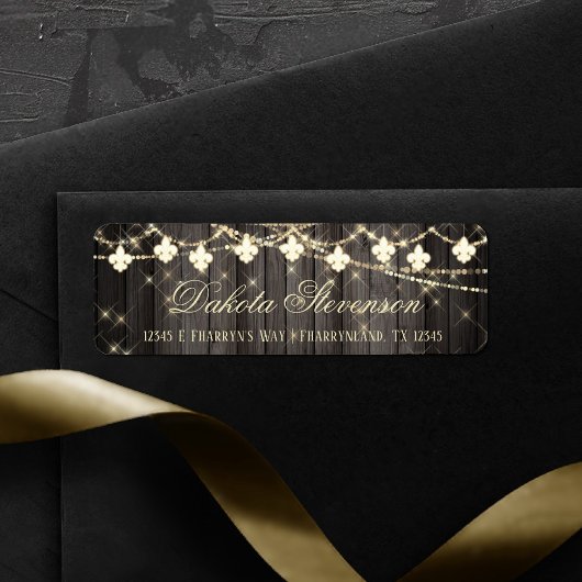 Étiquette Fleur de Lis en Bois Rustique | Adresse de la part