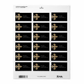 Étiquette Fleur de Lis Gold avec contour blanc et noir (Feuille entière)