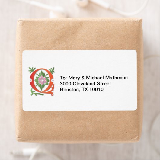 Étiquette Fleur de lis Q Monogramme (En situation)