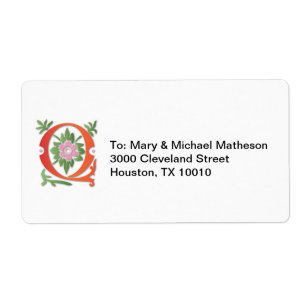 Étiquette Fleur de lis Q Monogramme