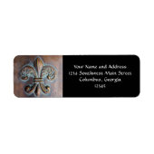 Étiquette Fleur De Lis, Revêtement De Cuivre Vieilli Imprimé (Devant)
