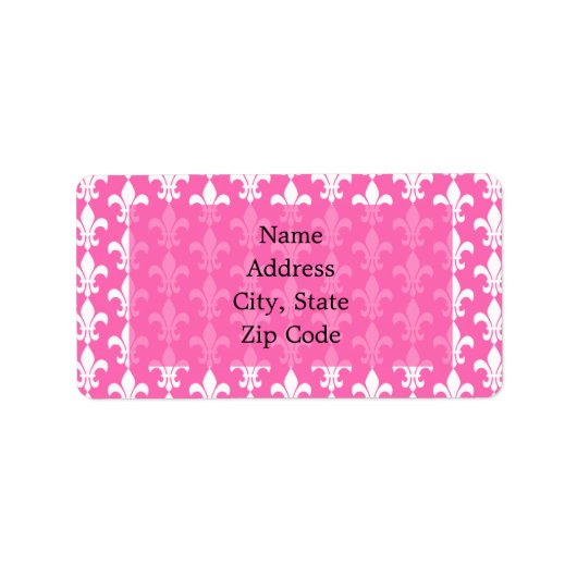 Étiquette Fleur de Lis rose blanc et chaud Motif (Devant)