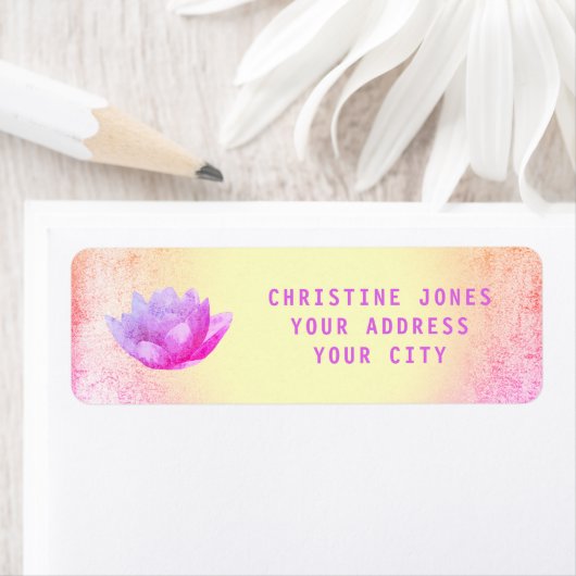 Étiquette fleur de lotus pourpre (En situation)