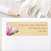 Étiquette Fleur de Magnolia rose | Papier Vintage | Monogram (En situation)