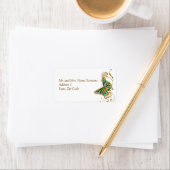 Étiquette Fleur de pays d'or de l'aqua blanc (En situation)