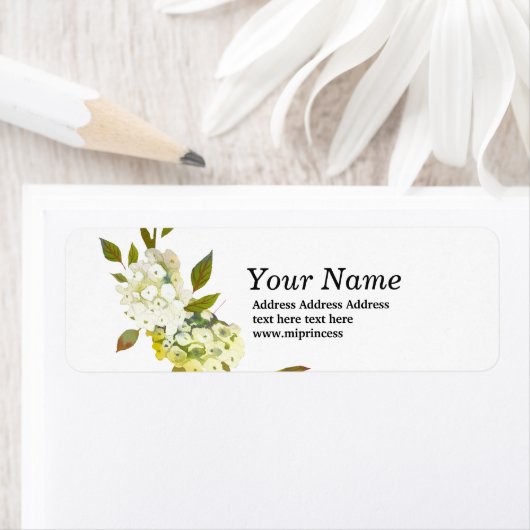 Étiquette Fleur de printemps florale d'Hydrangea (En situation)