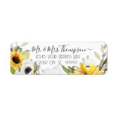 Étiquette Fleur de tournesol Aquarelle Jaune Blanc Feuillage (Devant)