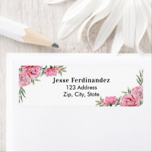 Étiquette Fleur d'eucalyptus florale rose Adresse de retour