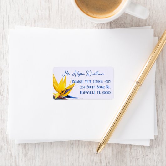 Étiquette Fleur d'oiseau de Paradis Adresse de Retour  (En situation)