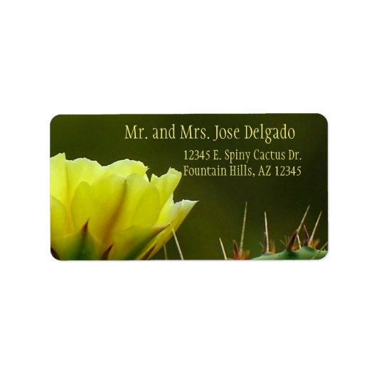 Étiquette Fleur du désert Pricken Pear Cactus / Vert Jaune / (Devant)