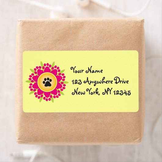 Étiquette Fleur Empreinte de patte (En situation)