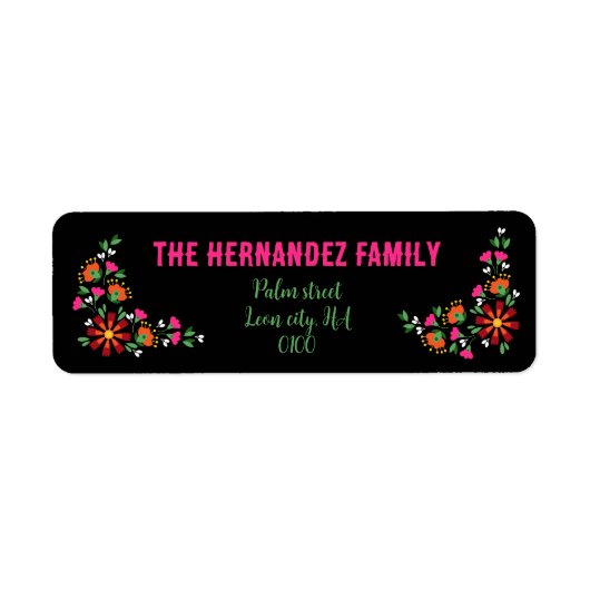 Étiquette Fleur ethnique brillante Fiesta Mexicaine Broderie (Devant)