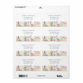 Étiquette Fleur florale aquarelle Boho  (Feuille entière)