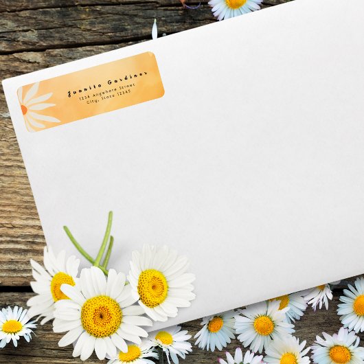 Étiquette Fleur géométrique rétro mod orange pêche