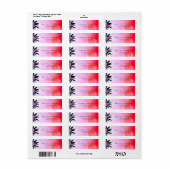 Étiquette Fleur géométrique rétro noir rose (Feuille entière)