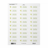 Étiquette Fleur jaune avec feuilles verts sur blanc (Feuille entière)