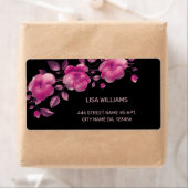 Étiquette Fleur métallique rose brillant Noir (En situation)