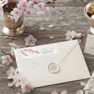 Étiquette Fleur Moderne de Cerisier Sakura Rose
