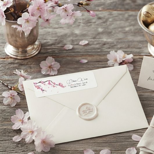 Étiquette Fleur Moderne de Cerisier Sakura Rose
