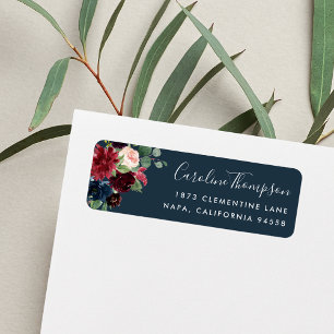 Étiquette Fleur radieuse Adresse de retour Floral