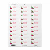 Étiquette Fleur rose et rouge Fuchsia élégant (Feuille entière)