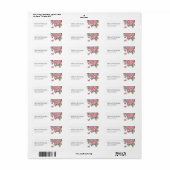 Étiquette Fleur rose rose rustique (Feuille entière)