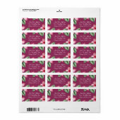 Étiquette Fleur rose rouge blush (Feuille entière)