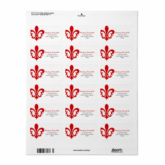 Étiquette Fleur rouge de Lis (Feuille entière)