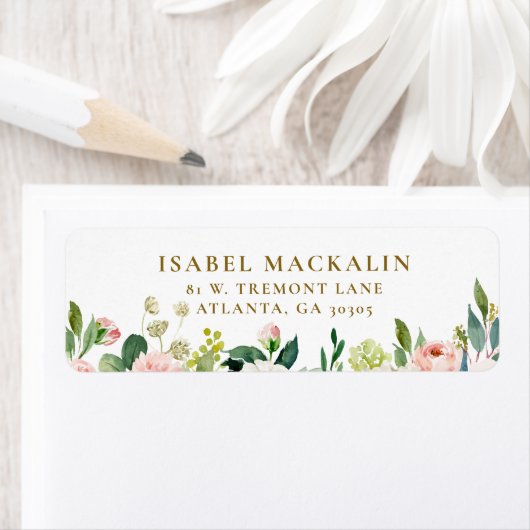 Étiquette Fleur rustique rose pastel de fille campagne maiso (En situation)