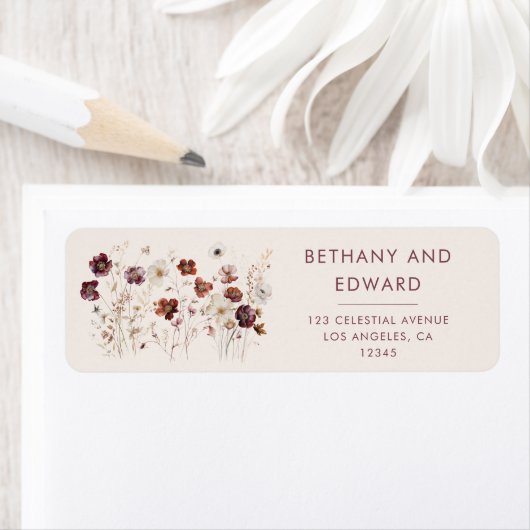 Étiquette Fleur sauvage Automne Champ Beige (En situation)