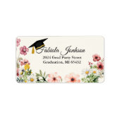 Étiquette Fleur sauvage Boho moderne retour de diplôme (Devant)